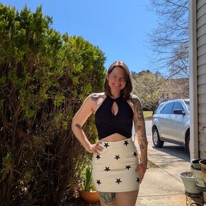 Black and White Star Mini Skirt